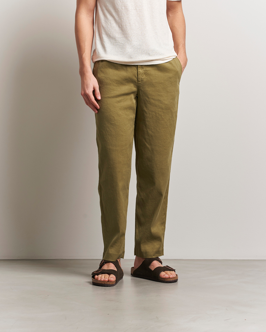 Men | Trousers | Orlebar Brown | Alex Garment Dyed Linen Pants Agave Green