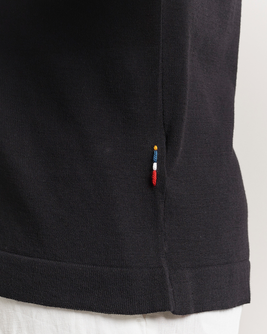 Men | Shirts | Orlebar Brown | Keeling Silk/Cotton Knitted Shirt Black/White Sand