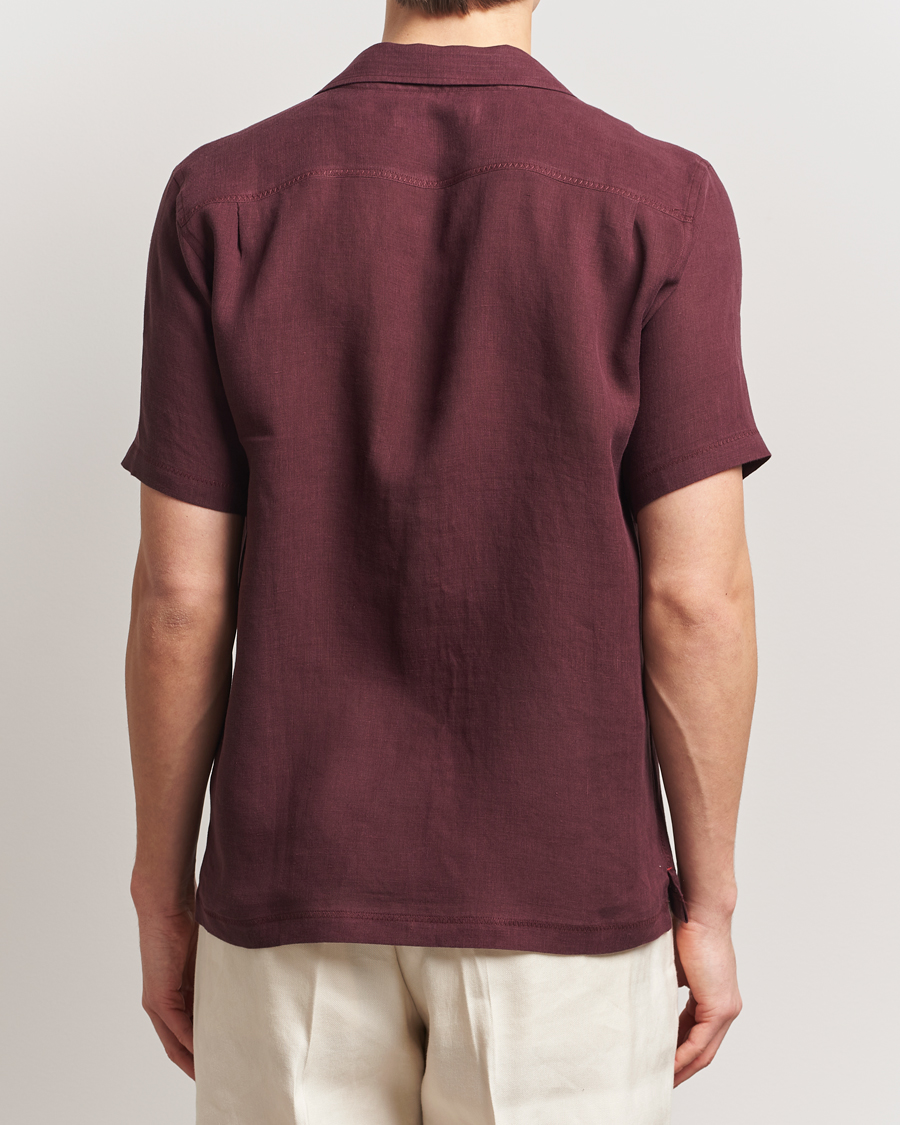 Men | Shirts | Orlebar Brown | Maitan II Short Sleeve Linen Shirt Damson