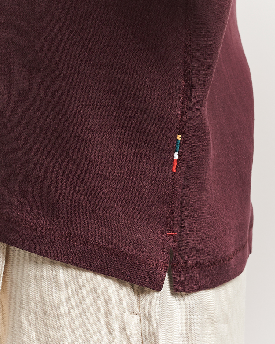 Men | Shirts | Orlebar Brown | Maitan II Short Sleeve Linen Shirt Damson