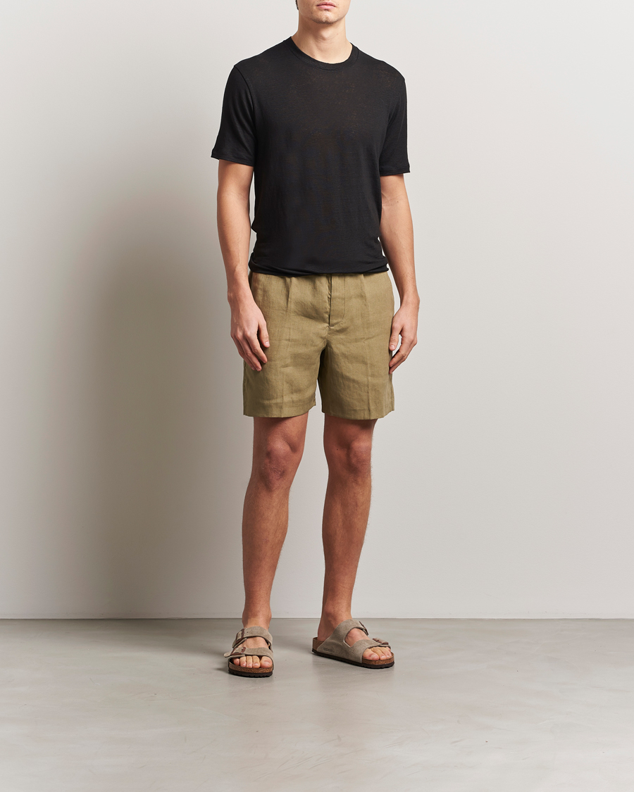 Men | T-Shirts | Orlebar Brown | Standard Linen T-Shirt Black