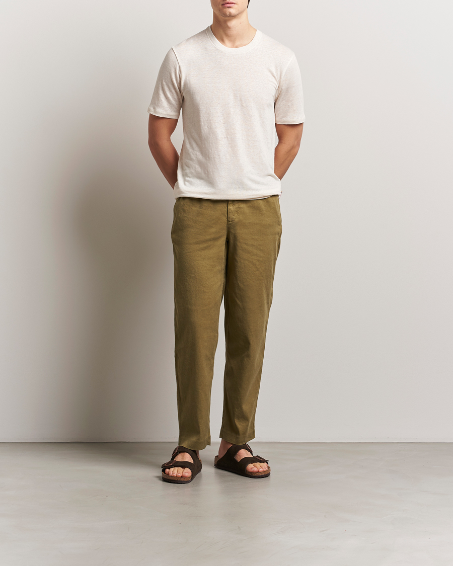 Men | T-Shirts | Orlebar Brown | Standard Linen T-Shirt Latte