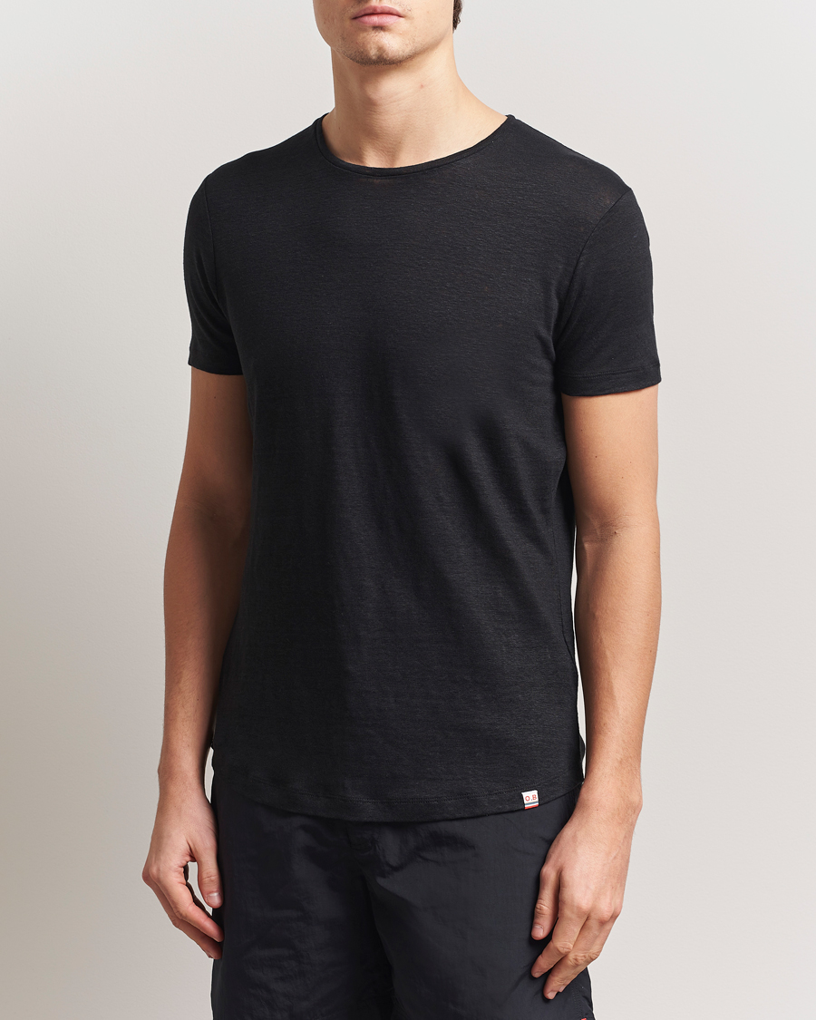Men | T-Shirts | Orlebar Brown | Linen T-Shirt Black