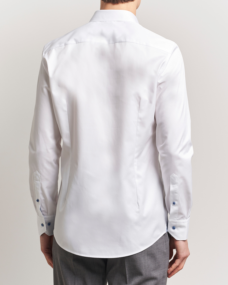Men | Shirts | Stenströms | Silmline Contrast Cotton Twill Shirt White