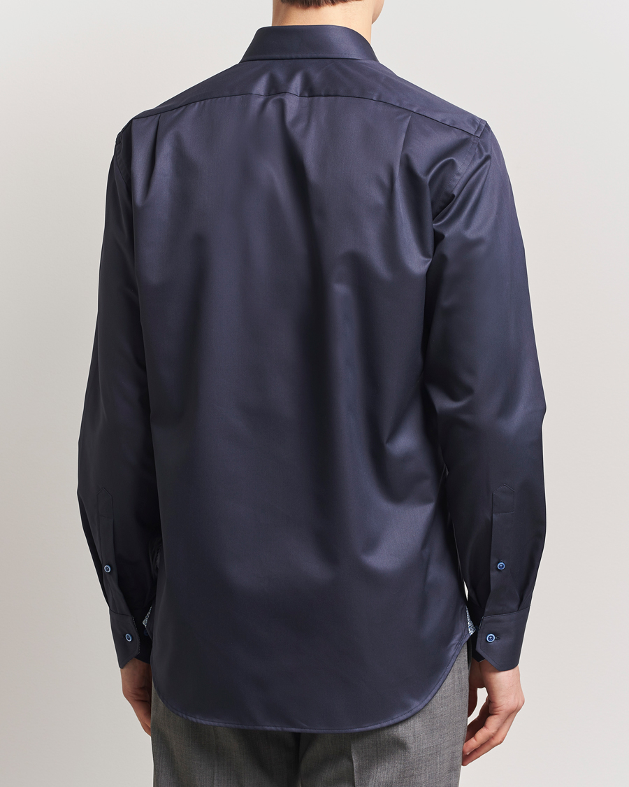 Men | Shirts | Stenströms | Fitted Body Contrast Cotton Twill Shirt Navy