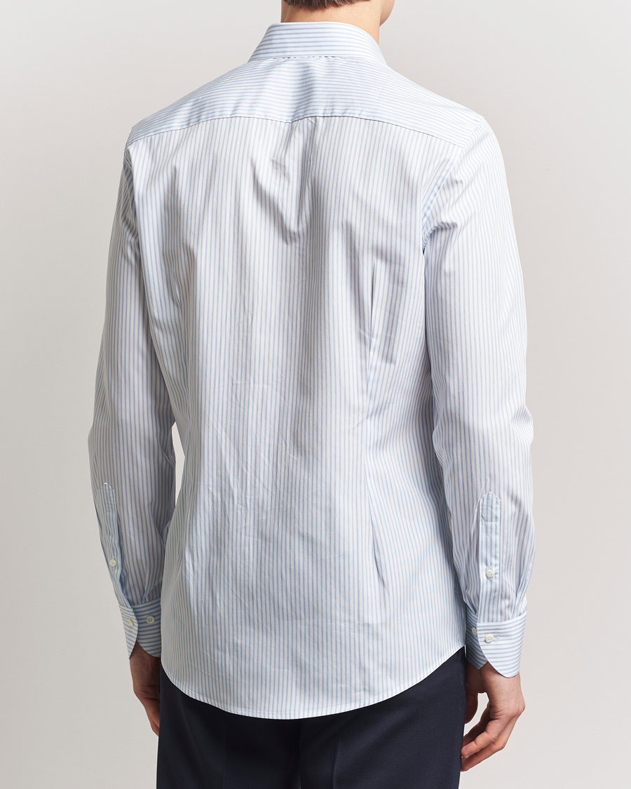 Men | Shirts | Stenströms | Slimline Striped Poplin Shirt White/Blue