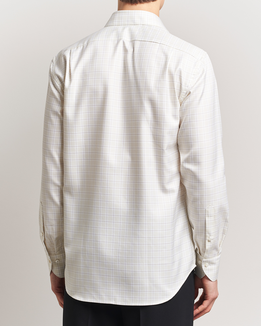 Men | Shirts | Stenströms | Fitted Body Checked Shirt Beige