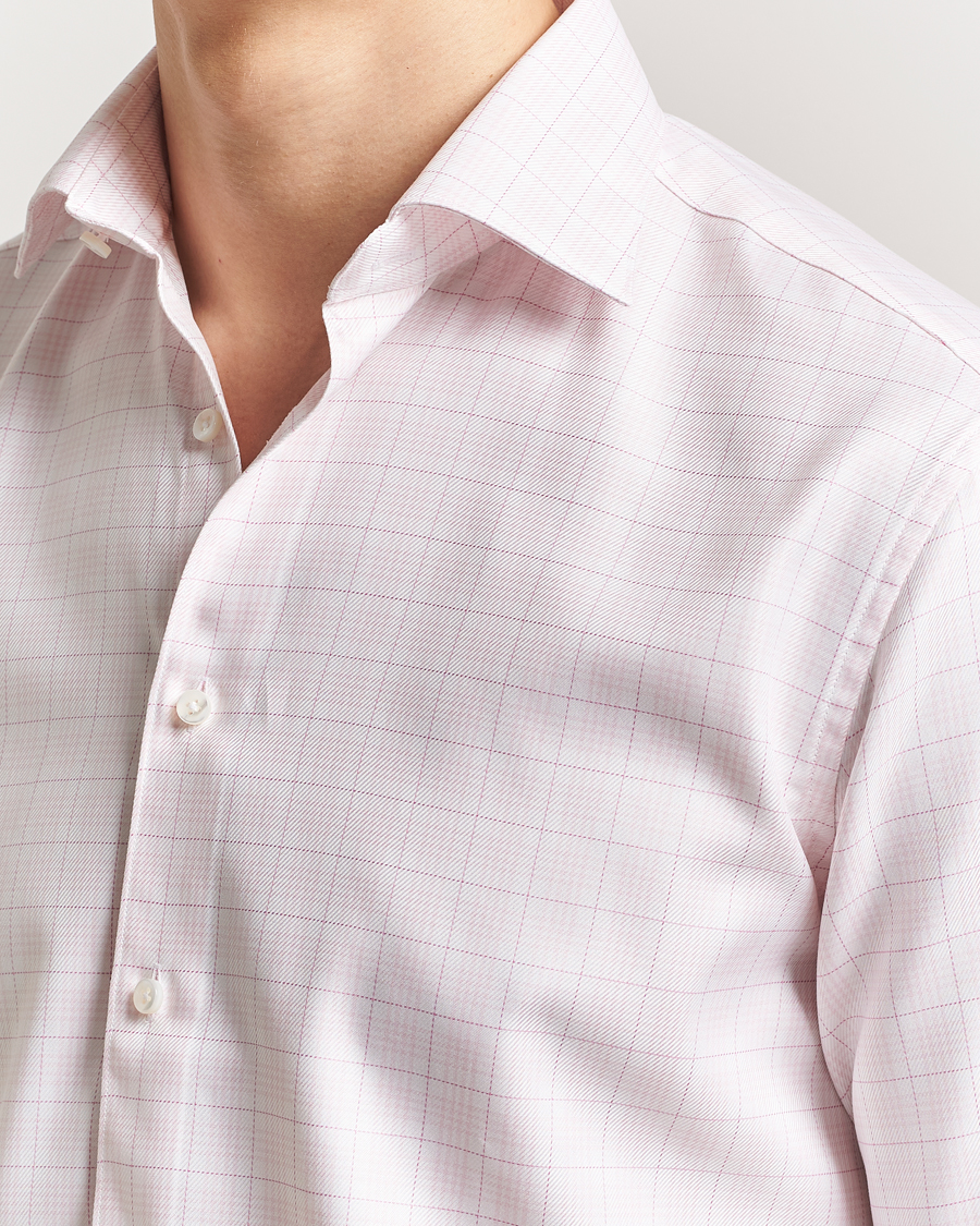 Men | Shirts | Stenströms | Fitted Body Checked Shirt Pink