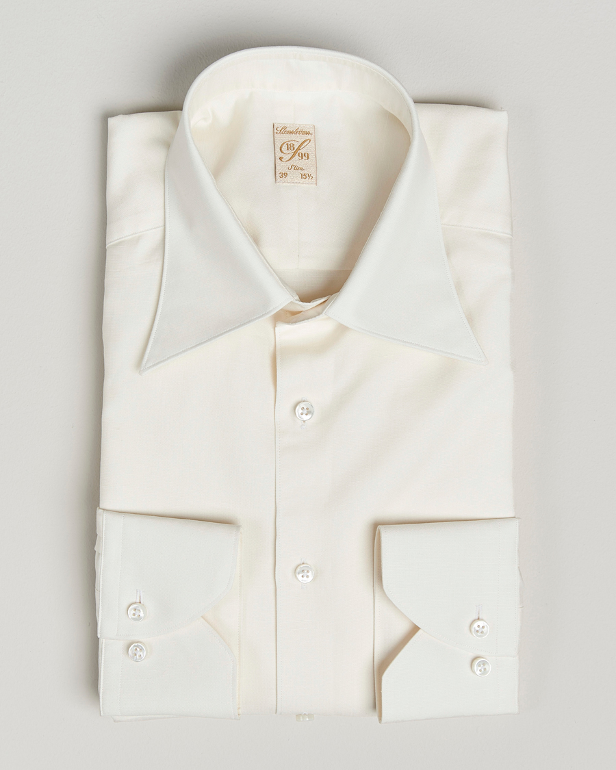 Men | Shirts | Stenströms | 1899 Slimline Cotton/Linen/Silk Shirt White