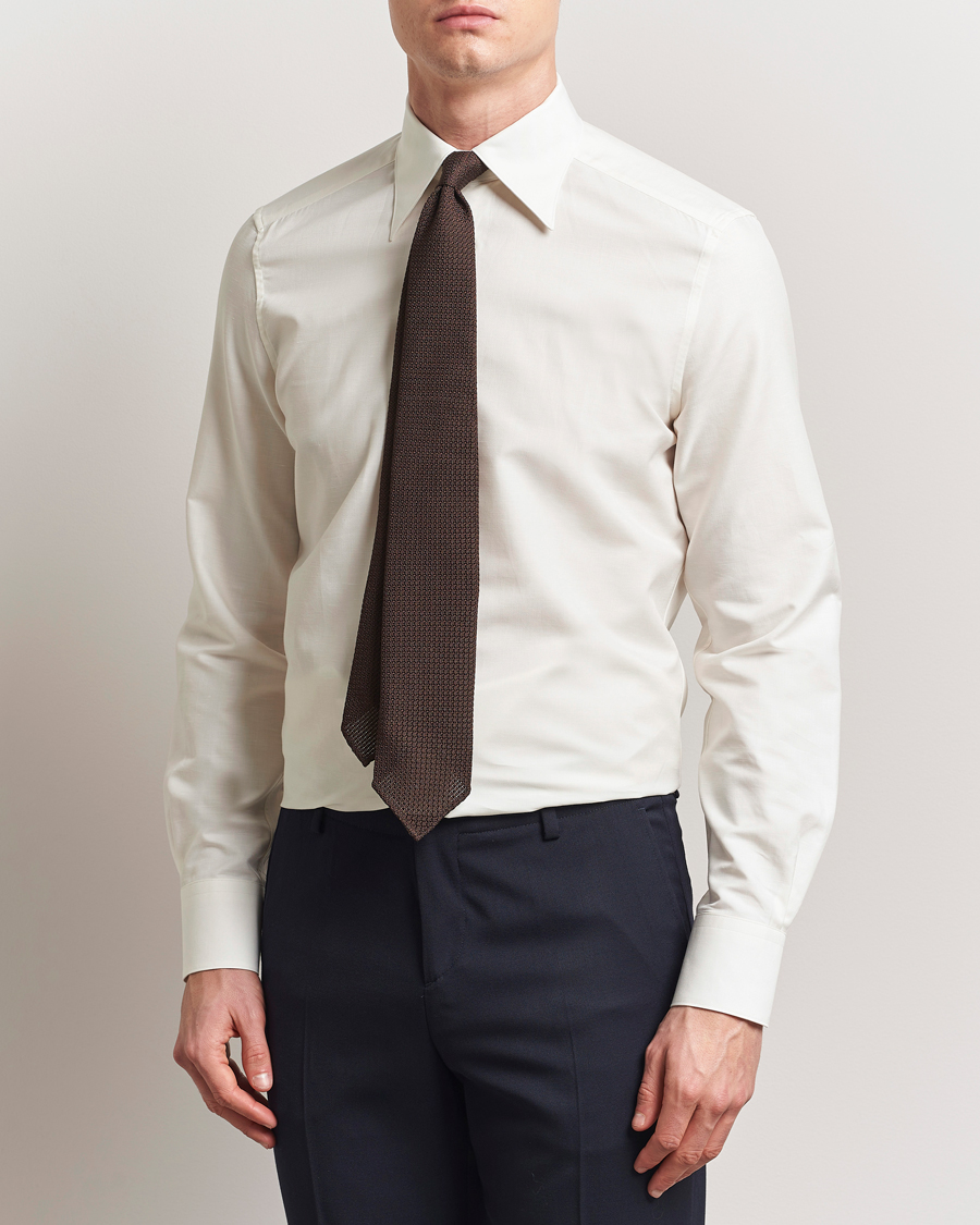 Men | Shirts | Stenströms | 1899 Slimline Cotton/Linen/Silk Shirt White