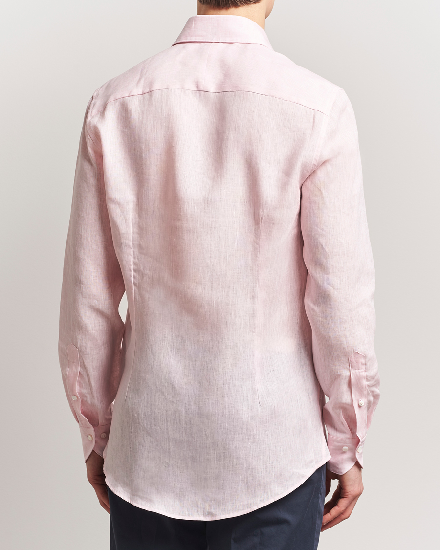 Men | Shirts | Stenströms | 1899 Slimline Linen One Piece Collar Shirt Pink