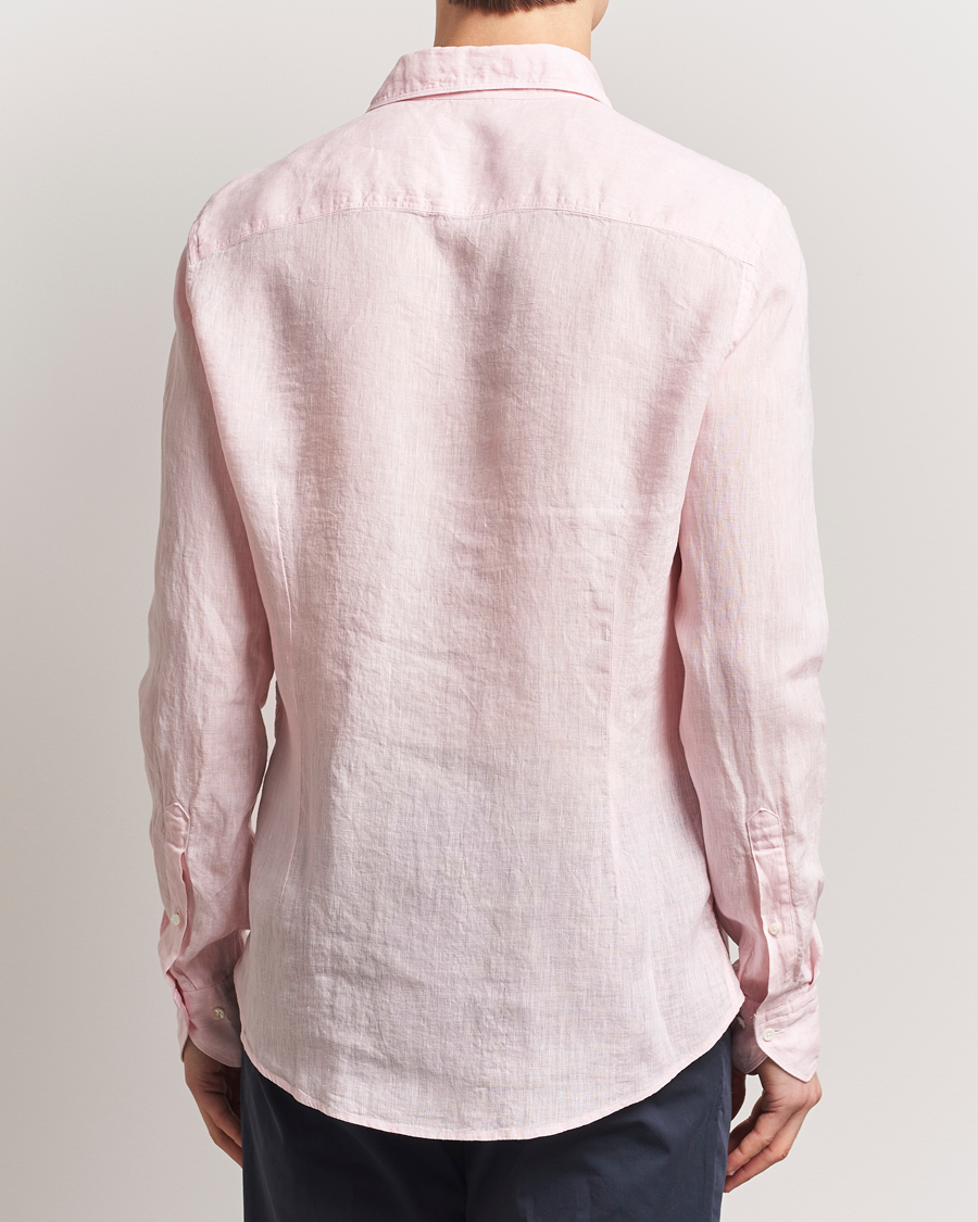 Men | Shirts | Stenströms | Slimline Cut Away Linen Shirt Soft Pink