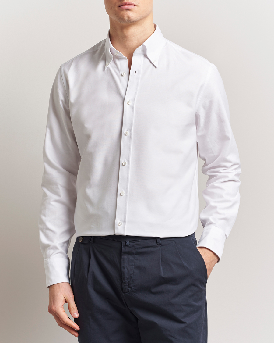 Men | Shirts | Stenströms | Fitted Body Heavy Oxford Shirt White