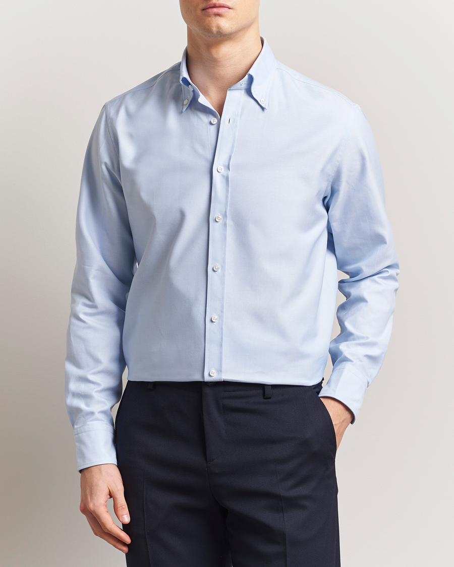 Men | Shirts | Stenströms | Fitted Body Heavy Oxford Shirt Blue