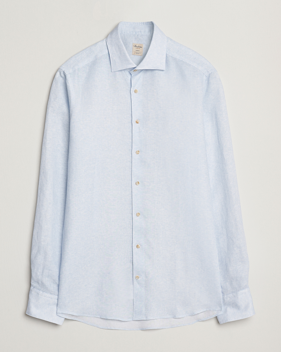 Men | Shirts | Stenströms | Slimline Linen/Lycell Shirt Blue