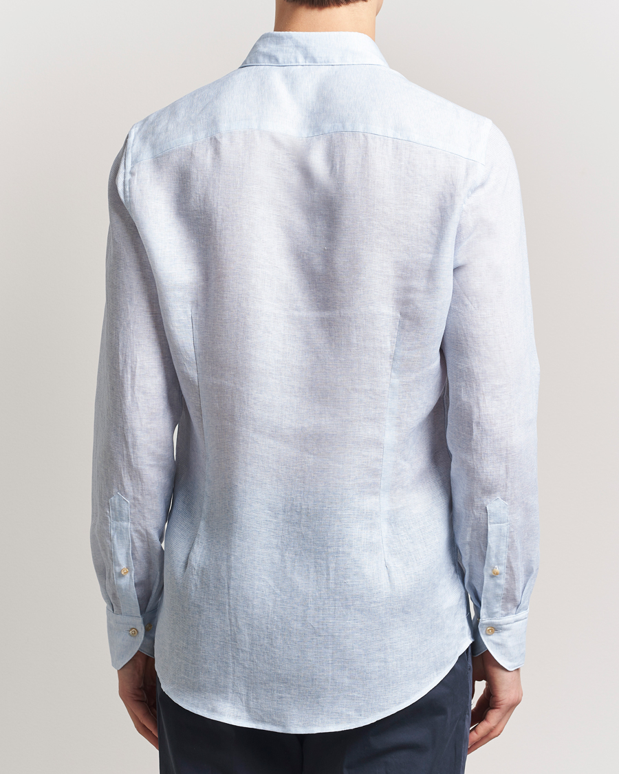 Men | Shirts | Stenströms | Slimline Linen/Lycell Shirt Blue