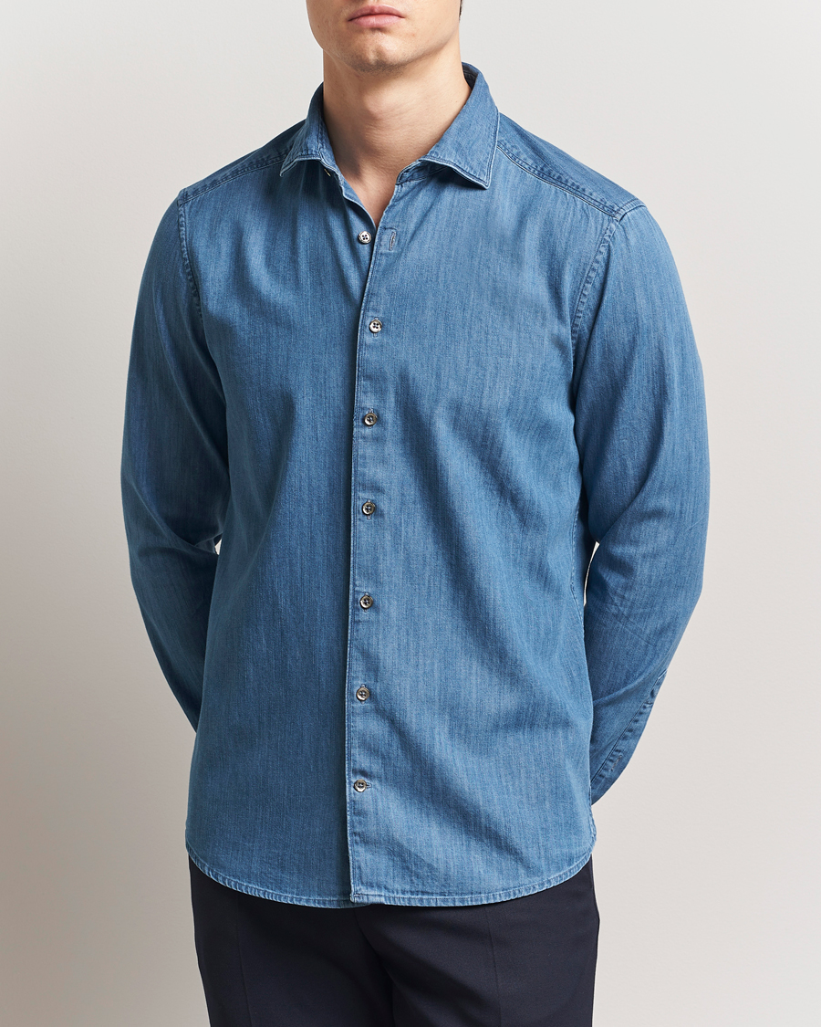 Men | Shirts | Stenströms | Slimline Denim Shirt Blue