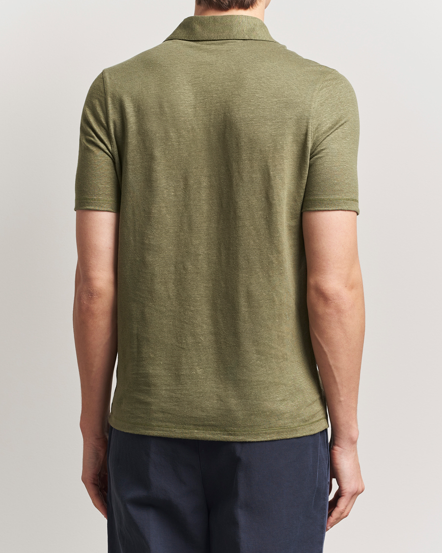 Men | Polo Shirts | Stenströms | Linen Polo Shirt Olive