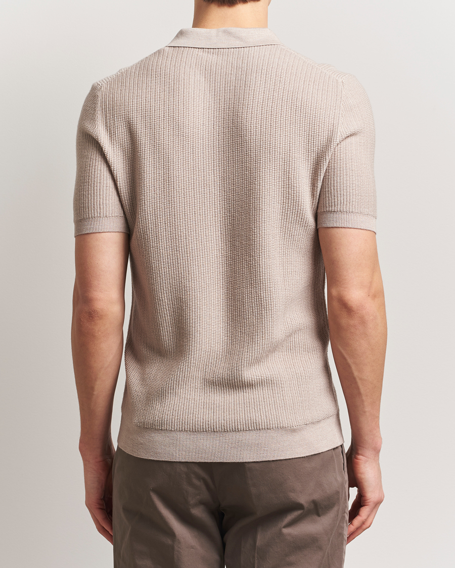 Men | Polo Shirts | Stenströms | Structured Merino Knitted Polo Beige