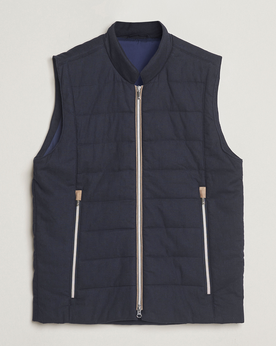 Men | Gilets | Stenströms | Linen/Alcantar Vest Navy