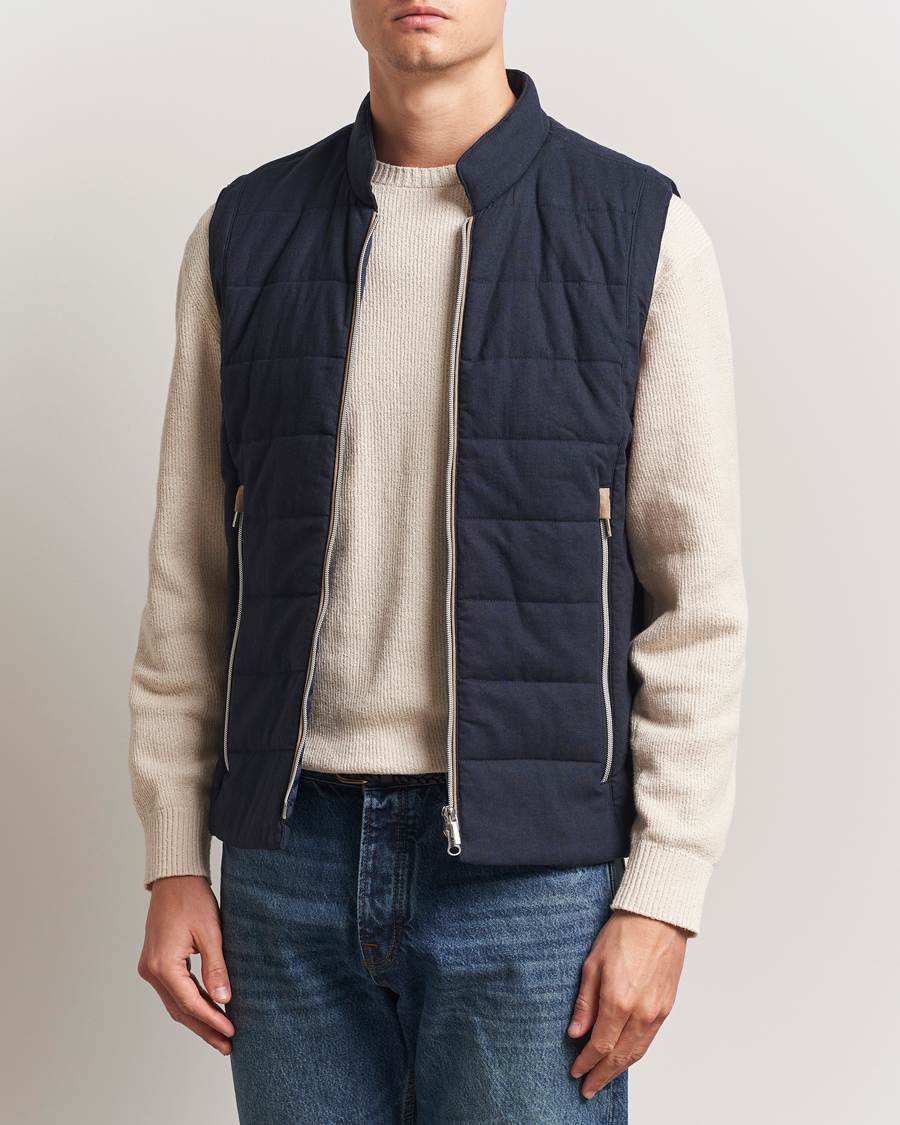 Men | Gilets | Stenströms | Linen/Alcantar Vest Navy
