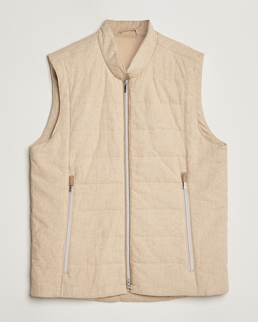Men | Gilets | Stenströms | Linen/Alcantar Vest Beige