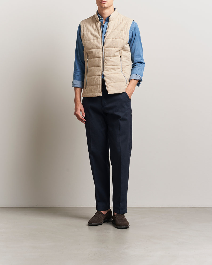 Men | Gilets | Stenströms | Linen/Alcantar Vest Beige