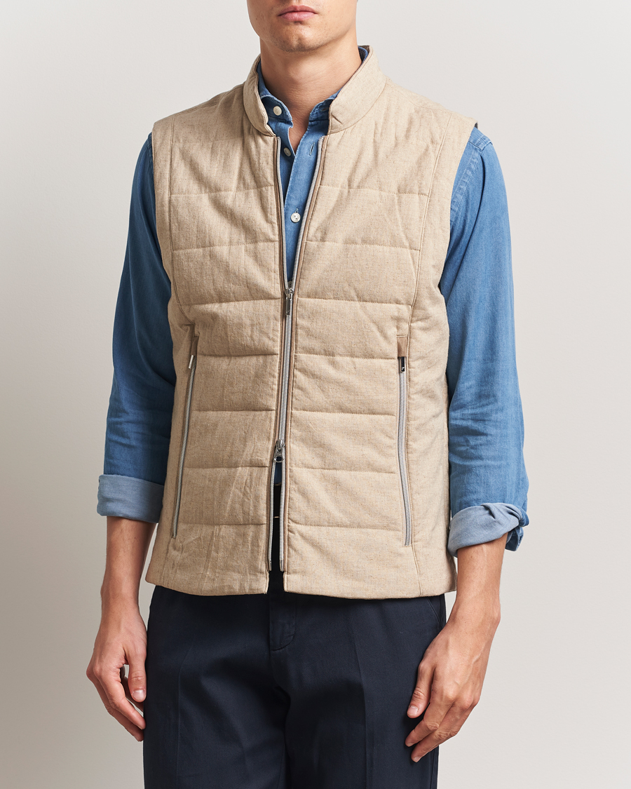 Men | Coats & Jackets | Stenströms | Linen/Alcantar Vest Beige