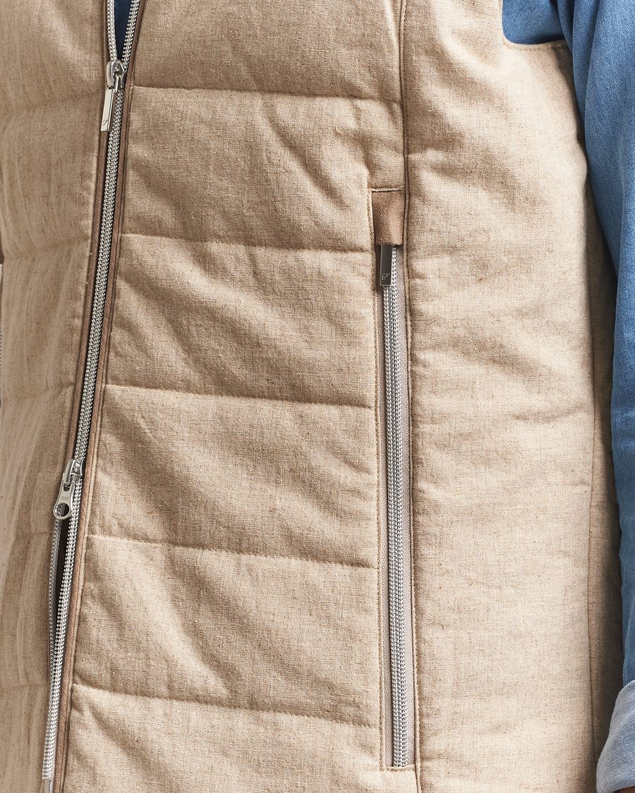 Men | Gilets | Stenströms | Linen/Alcantar Vest Beige