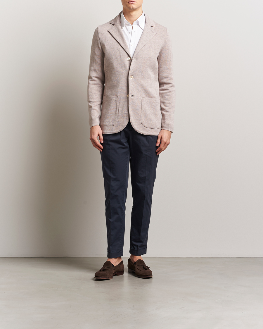 Men | Blazers | Stenströms | Milano Knitted Blazer Beige