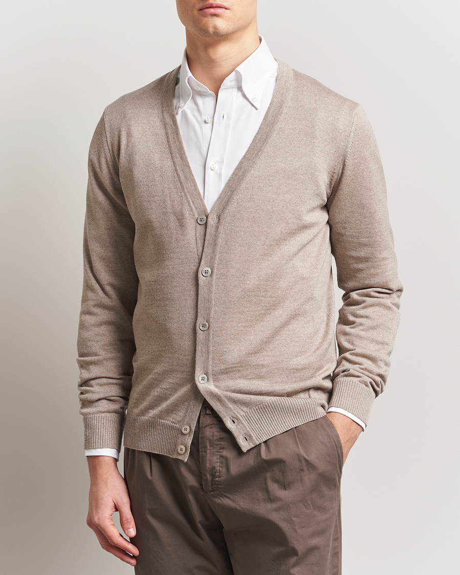 Men | Sweaters & Knitwear | Stenströms | Merino Cardigan Beige