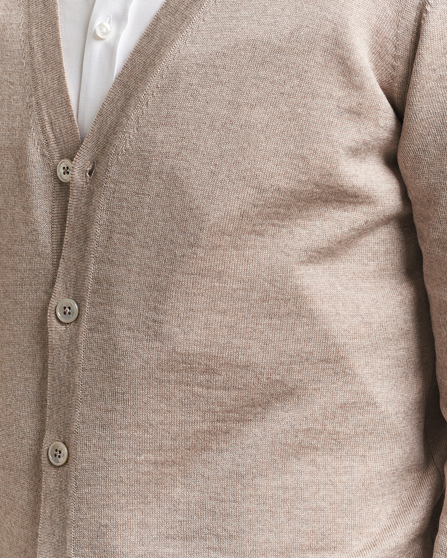 Men | Sweaters & Knitwear | Stenströms | Merino Cardigan Beige