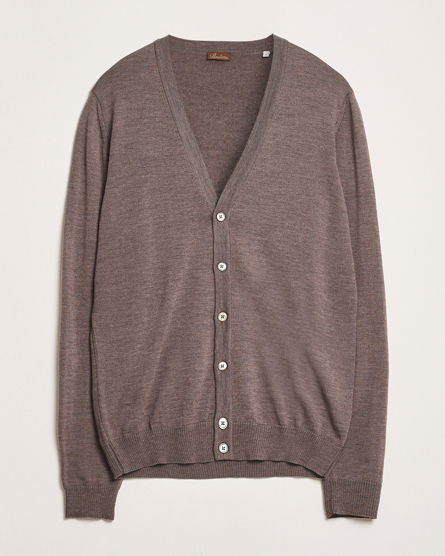 Men | Sweaters & Knitwear | Stenströms | Merino Cardigan Brown