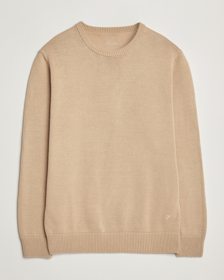 Men | Sweaters & Knitwear | Stenströms | Organic Cotton Knitted Sweater Beige