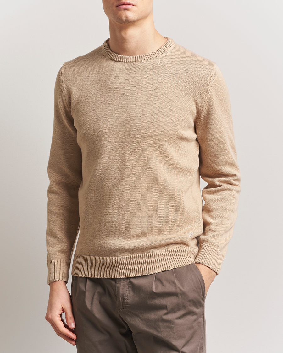 Men | Sweaters & Knitwear | Stenströms | Organic Cotton Knitted Sweater Beige