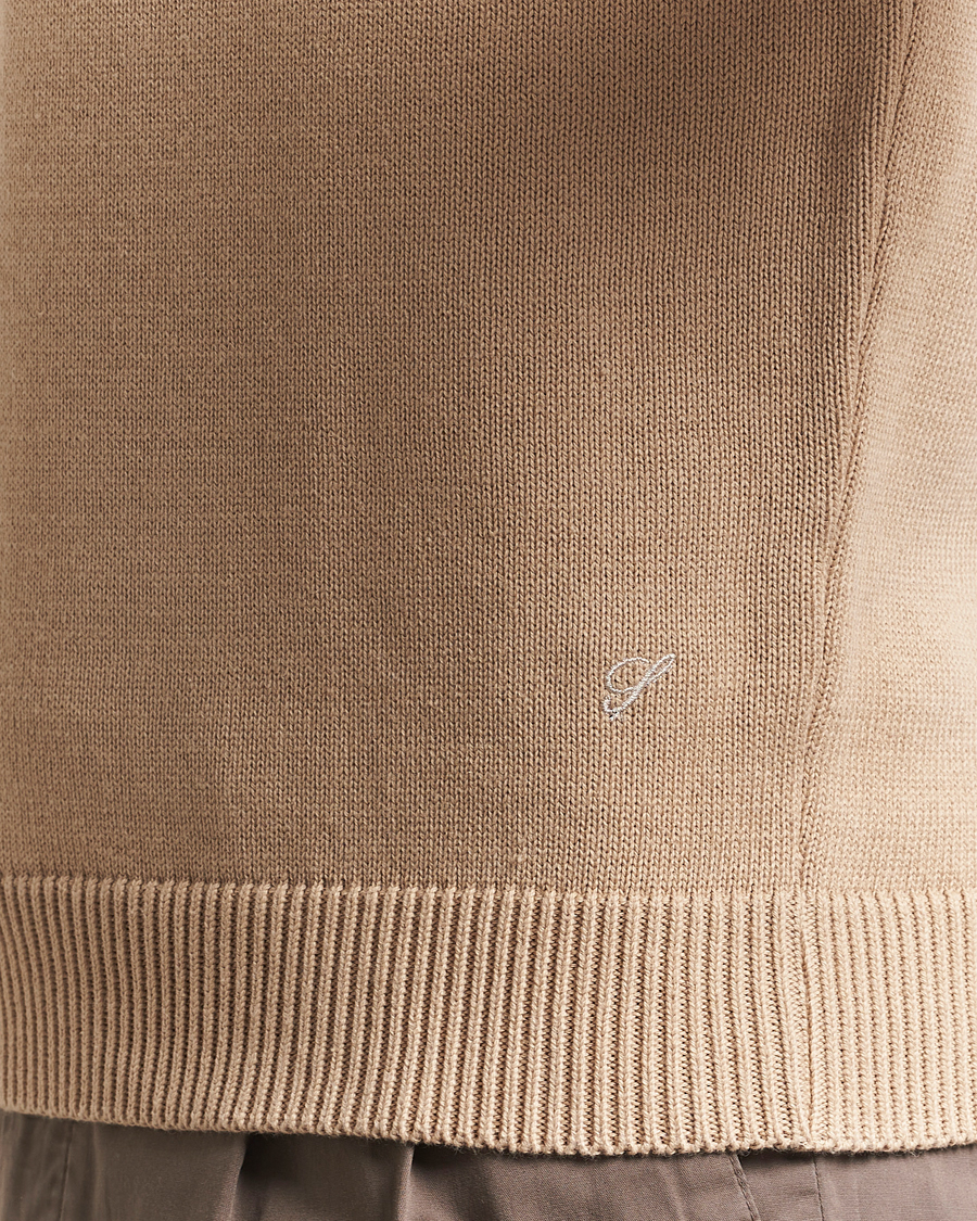 Men | Sweaters & Knitwear | Stenströms | Organic Cotton Knitted Sweater Beige