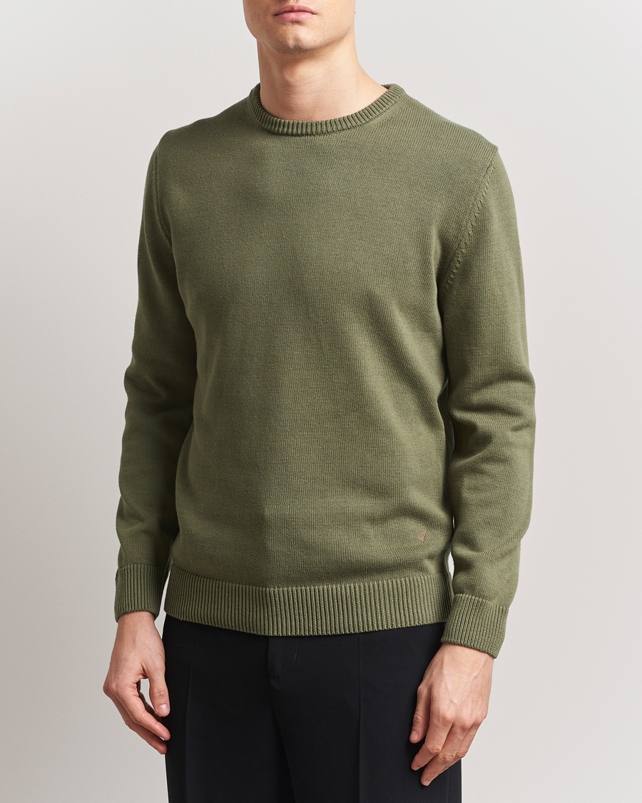 Men | Sweaters & Knitwear | Stenströms | Organic Cotton Knitted Sweater Olive