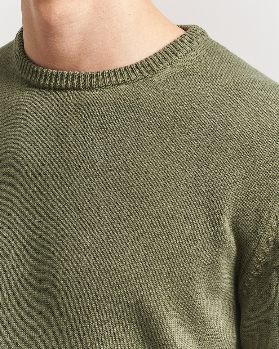 Men | Sweaters & Knitwear | Stenströms | Organic Cotton Knitted Sweater Olive