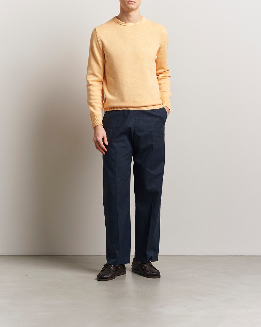 Men | Sweaters & Knitwear | Stenströms | Organic Cotton Knitted Sweater Orange