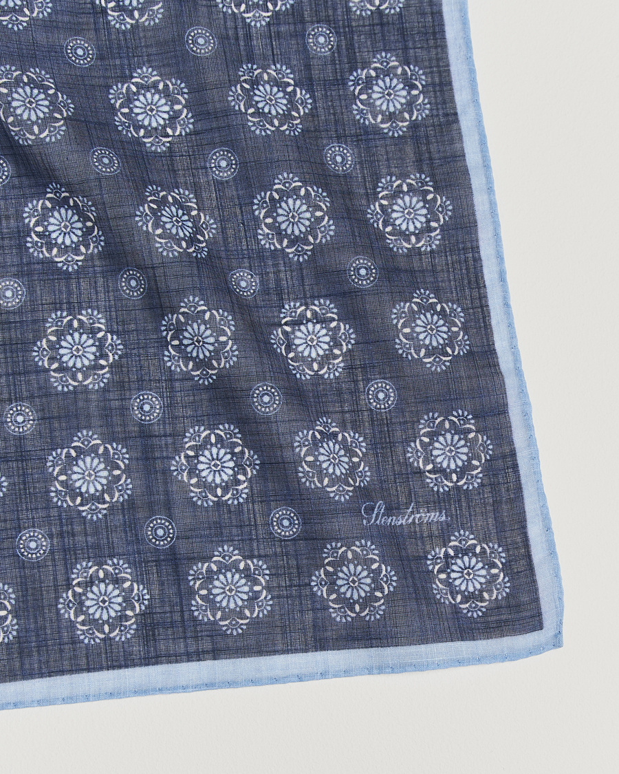 Men | Dress Scarves | Stenströms | Printed Cotton Bandana Navy