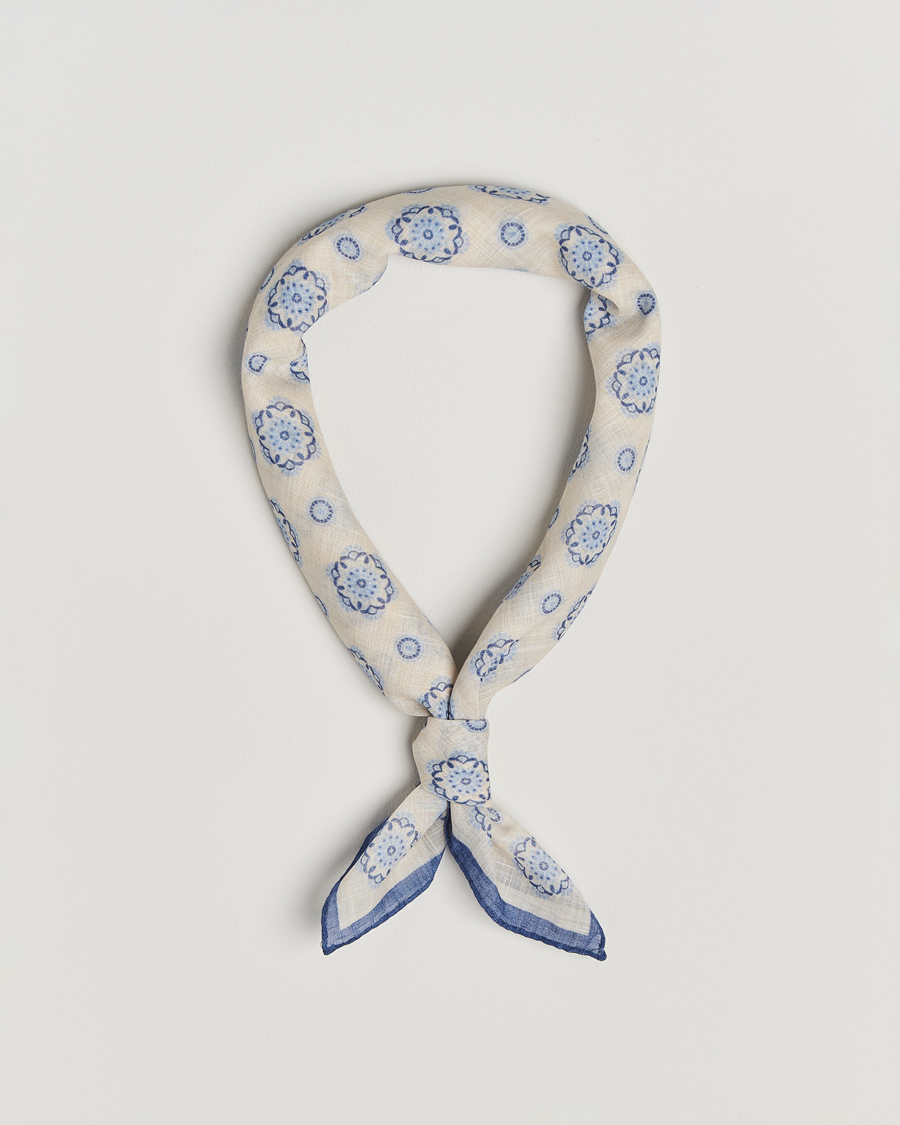Men | Dress Scarves | Stenströms | Printed Cotton Bandana White
