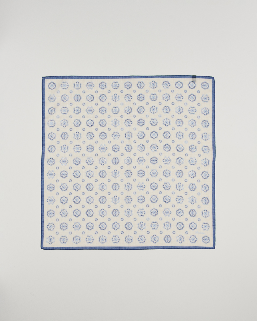 Men | Dress Scarves | Stenströms | Printed Cotton Bandana White