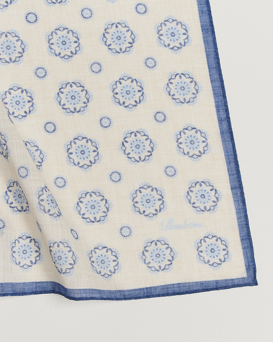 Men | Dress Scarves | Stenströms | Printed Cotton Bandana White