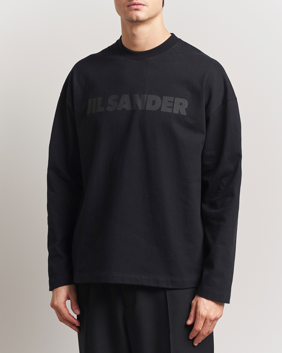 Men | Sweaters & Knitwear | Jil Sander | Round Collar Tonal Logo Crew Neck Black