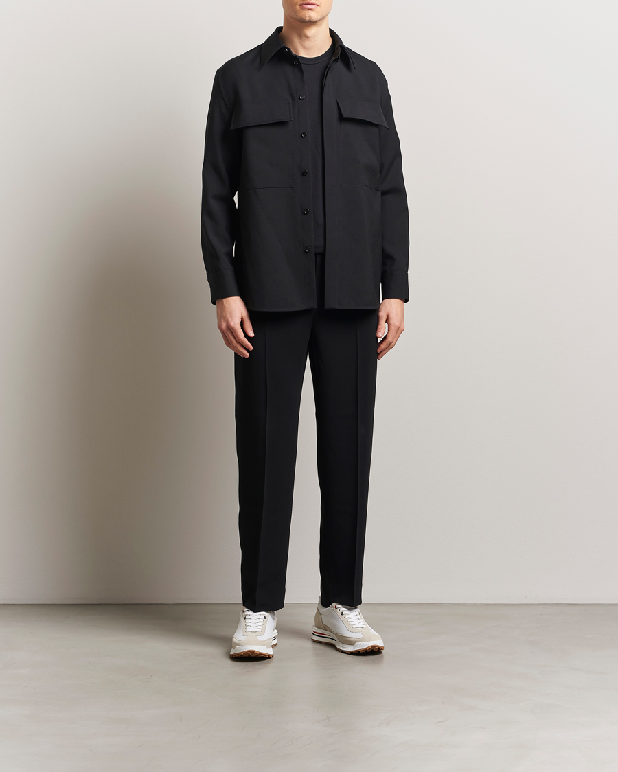 Men | Shirts | Jil Sander | Double Pocket Gabardine Overshirt Black