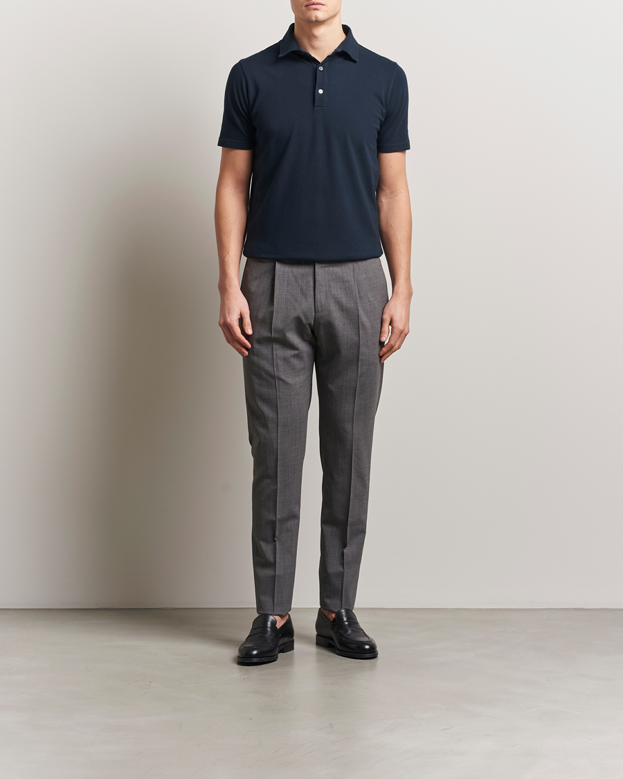 Men | Polo Shirts | Zanone | Soft Cotton Piquet Polo Navy