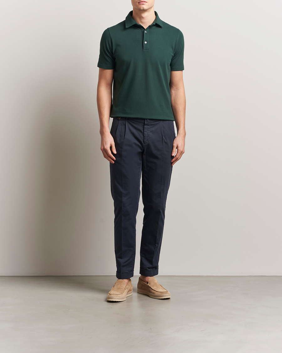 Men | Polo Shirts | Zanone | Soft Cotton Piquet Polo Dark Green