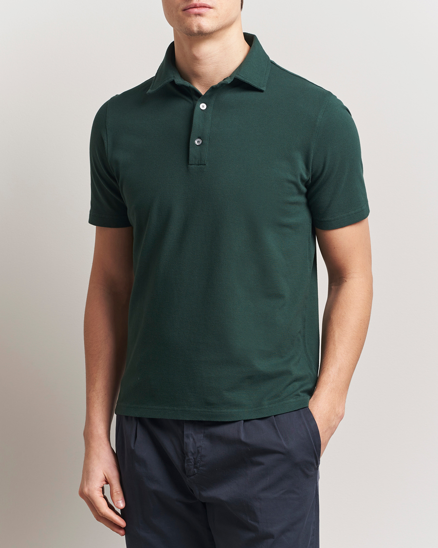 Men | Polo Shirts | Zanone | Soft Cotton Piquet Polo Dark Green