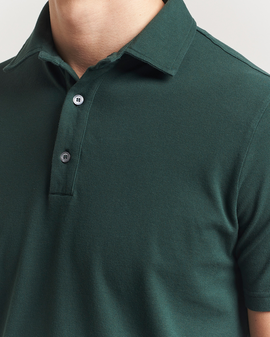 Men | Polo Shirts | Zanone | Soft Cotton Piquet Polo Dark Green