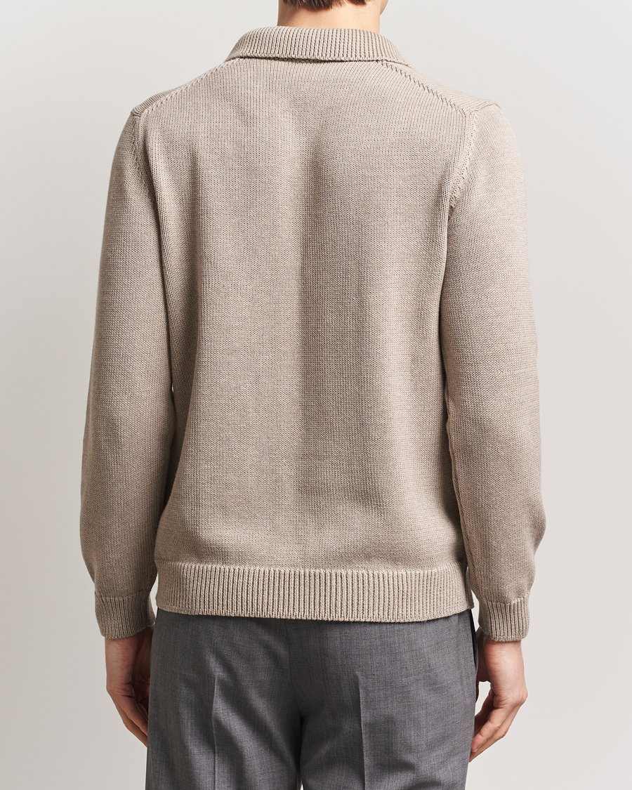 Men | Sweaters & Knitwear | Zanone | Soft Cotton Long Sleeve Polo Beige